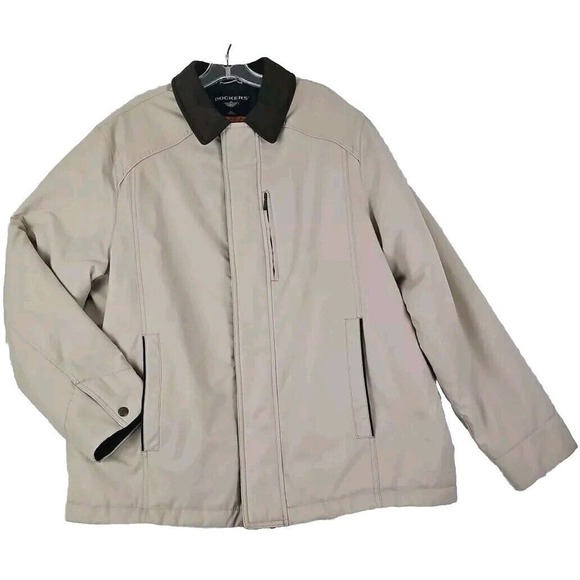 Dockers ~Men's Size XL~ Beige Bomber Full Zip Stain Defender Coat Jacket. - Picture 1 of 9